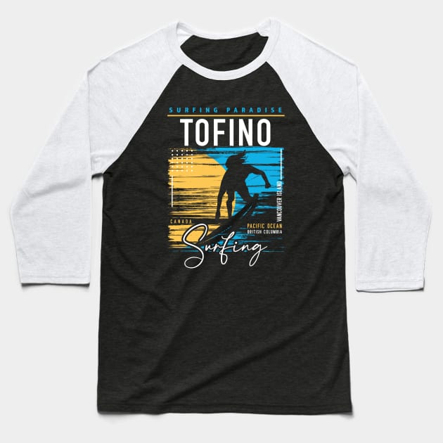 Retro Tofino Surfing // Surfers Paradise // Surf Canada Baseball T-Shirt by SLAG_Creative